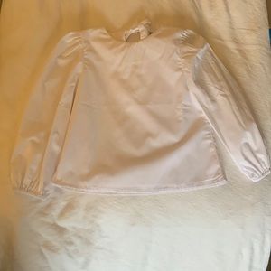 Girls Puff Sleeve Tie-back White Poplin Blouse - size 5